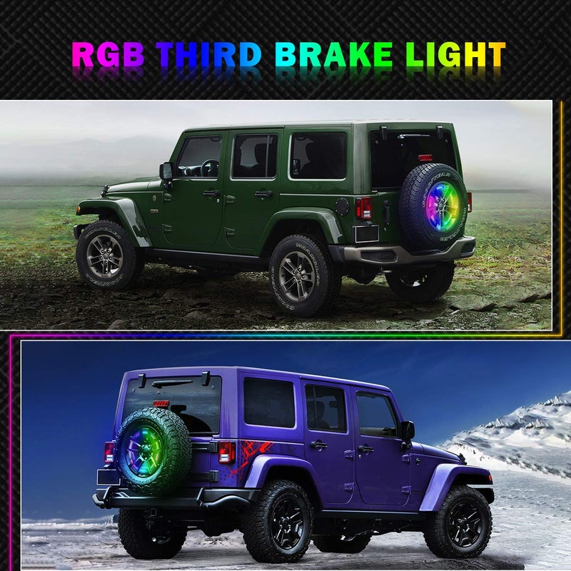 AUDEXEN RGB Third Brake Light, RGB Spare Tire Lights with RF Wireless Remote Controller Compatible with Jeep Wrangler JK JKU 2007-2018 - Image 2
